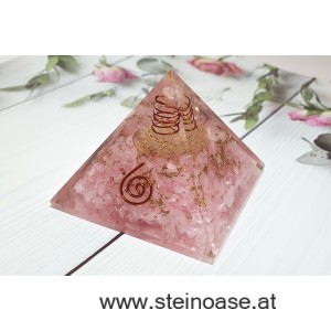 Orgonit Pyramide: Rosenquarz & Blume des Lebens & Herkimer Kristall & Spirale